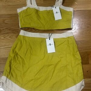 7 for all mankind Yellow and Cream Mini Skirt